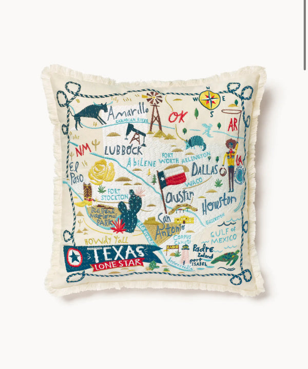 Texas Embroidered Pillow