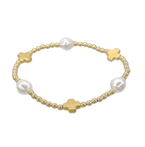 FACETED ONYX SIGNATURE CROSS ADMIRE 3MM BEAD BRACELET