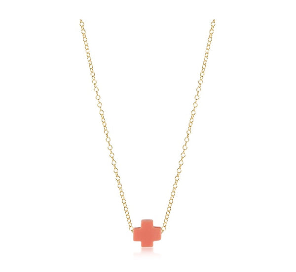 16" Necklace Gold - Signature Cross Coral