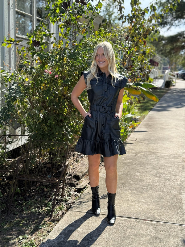 Eliza Faux Leather Dress