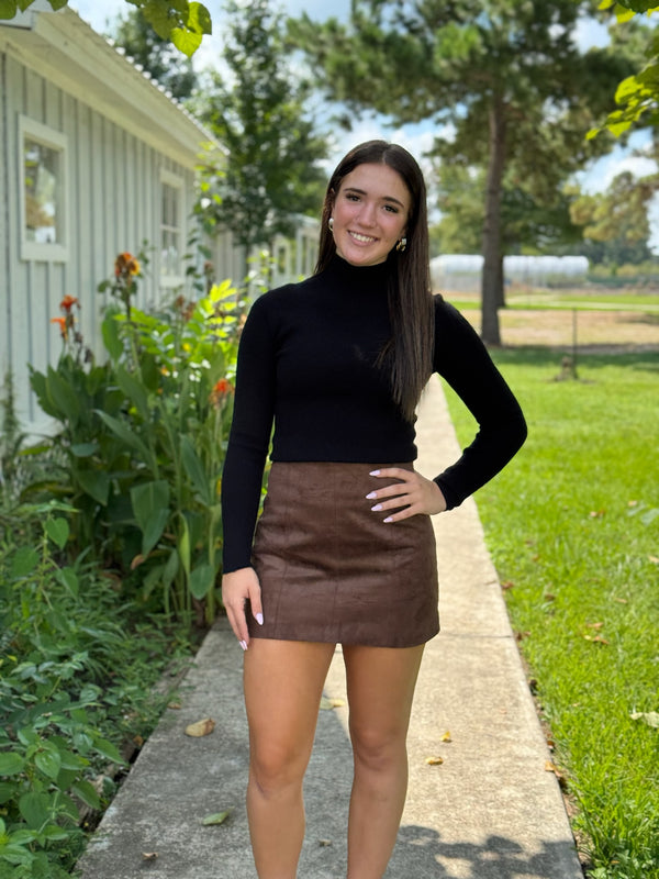 Regina Fitted Suede Mini Skirt