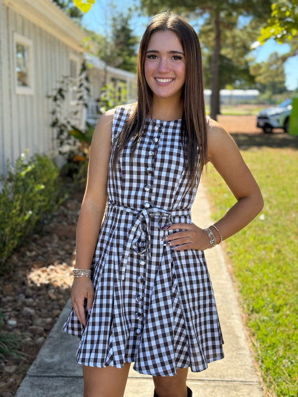 Lilah Gingham Mini Swing Dress