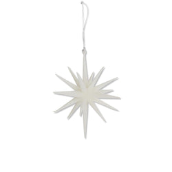 6 Inch 18 Point White Glitter Star Ornament