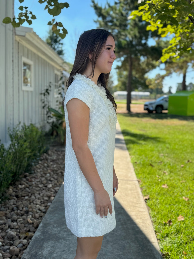 Francesca Cream Tweed Shift Dress