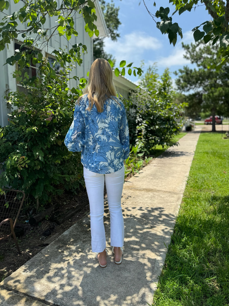 Tropical Print Cotton Blouse