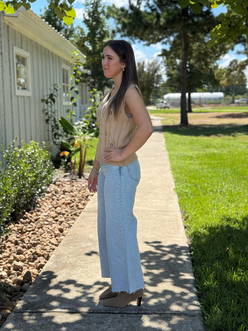 Anji Embroidered Horseshoe Sweater Vest