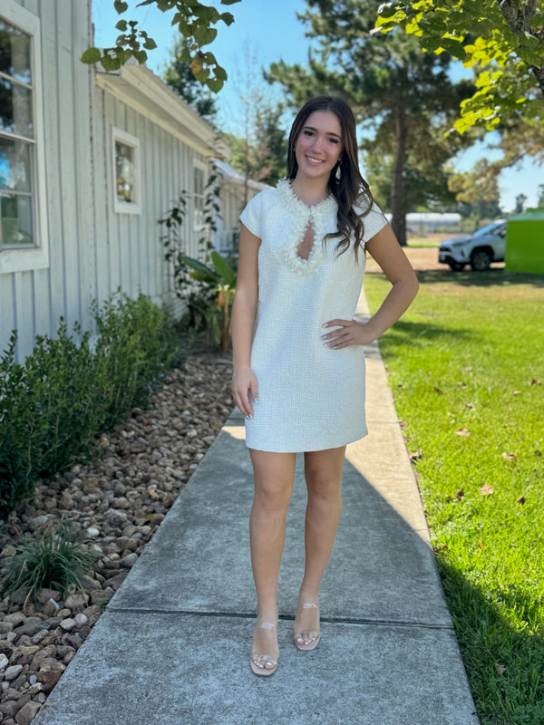 Francesca Cream Tweed Shift Dress