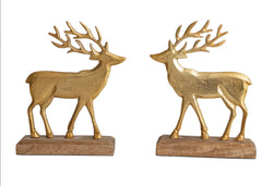 Gold Deer on Wooden Stand