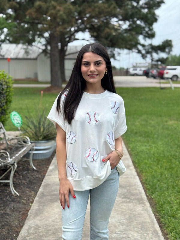Emily Sequin Baseball Top
