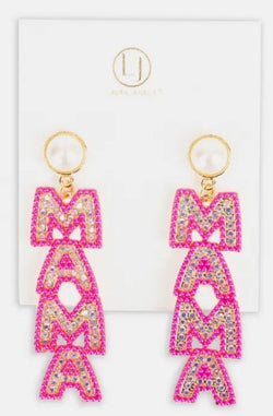 Pink Crystal Mama Earrings
