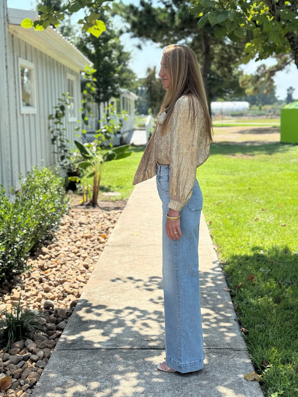 Lana Double Button High Rise Ultra Wide Leg- Terrace