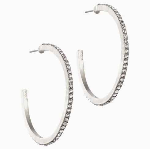 Silver Large Crystal Hoop Earrings