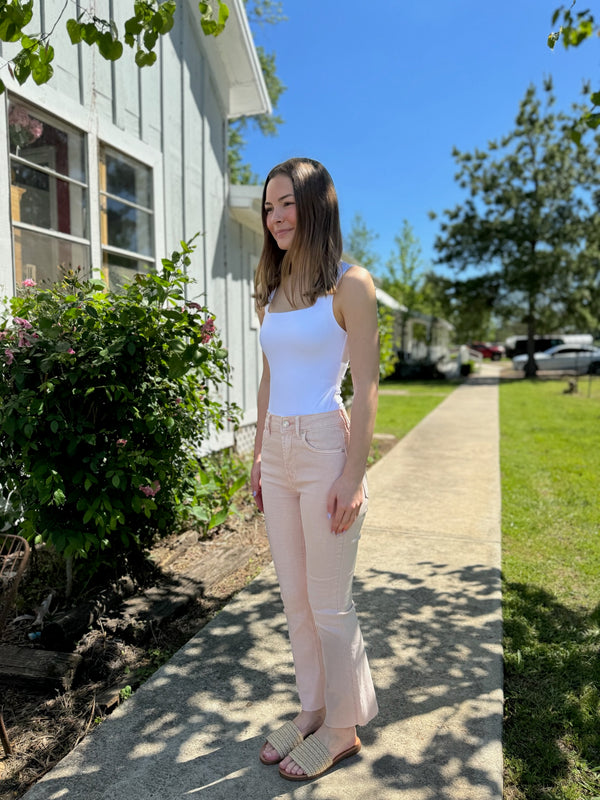 White Square Neck Sleeveless Bodysuit