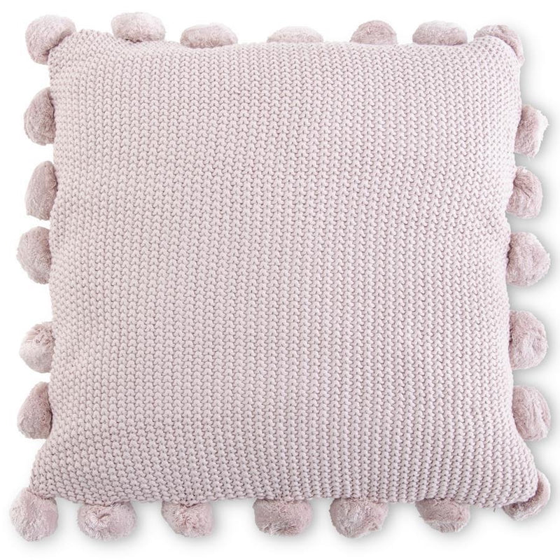 Moss Stitch Knit Pillow with Pompom Trim