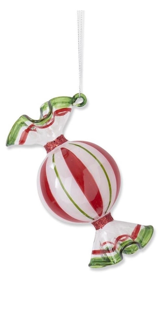 Red & Green Glass Candy Ornament