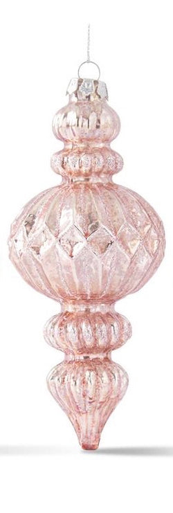 Glittered Pink Mercury Glass Finial Ornaments