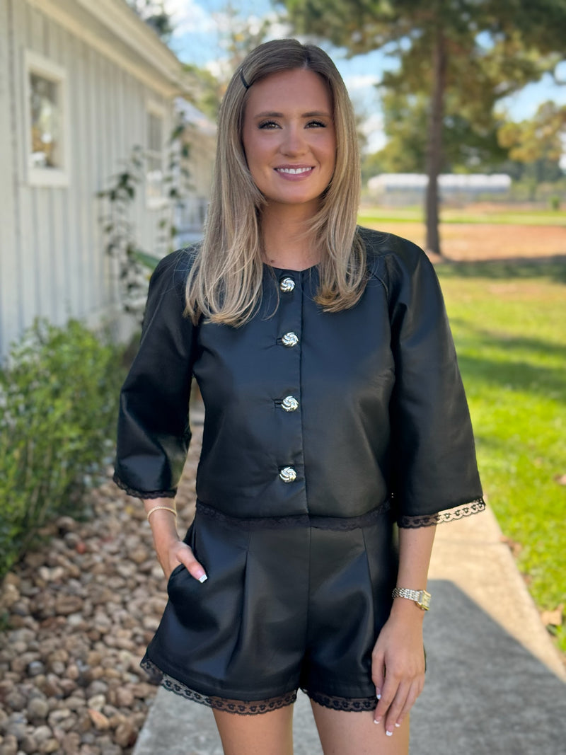 Elani Leather Cropped Jacket