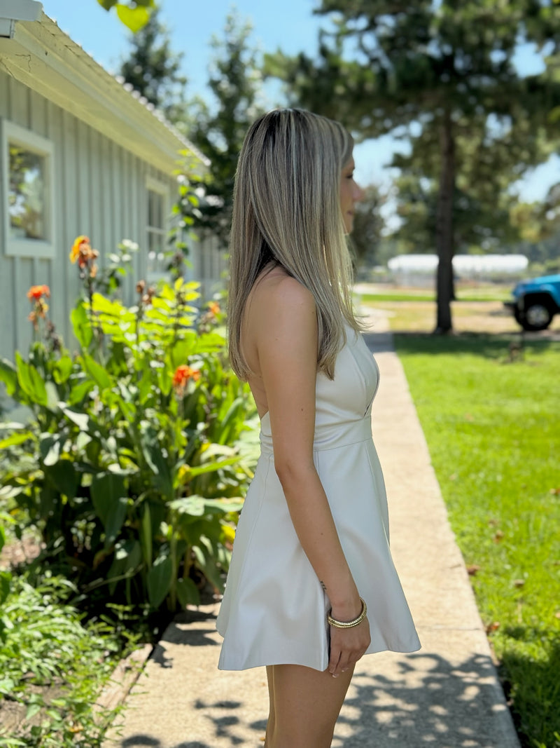 Mariah Halter Neck Leather Romper