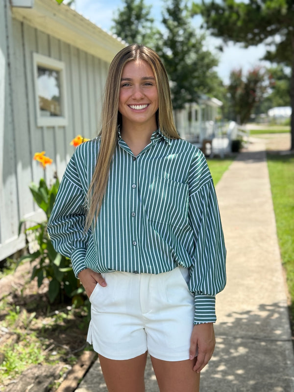 Cara Green Stripe Top