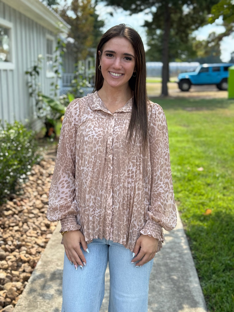 Kinsley Blush Animal Print Blouse