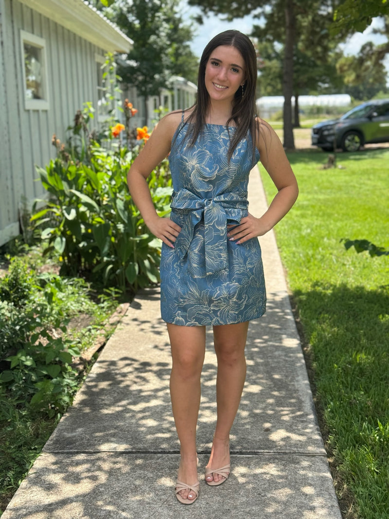 white christmas dresses Amelia Dark Denim & Champagne Dress S