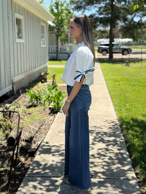 UTILITY PATCH POCKET HIGH RISE WIDE LEG JEANS