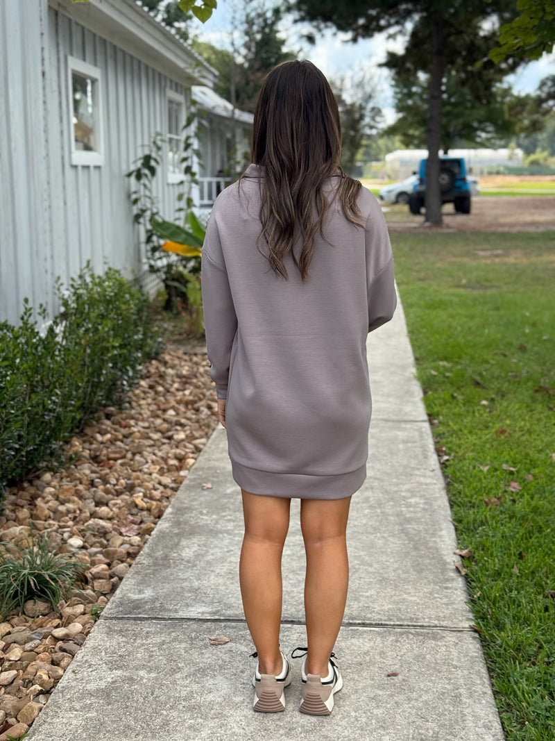 SEANNI SOFT KNIT HALF ZIP MINI DRESS