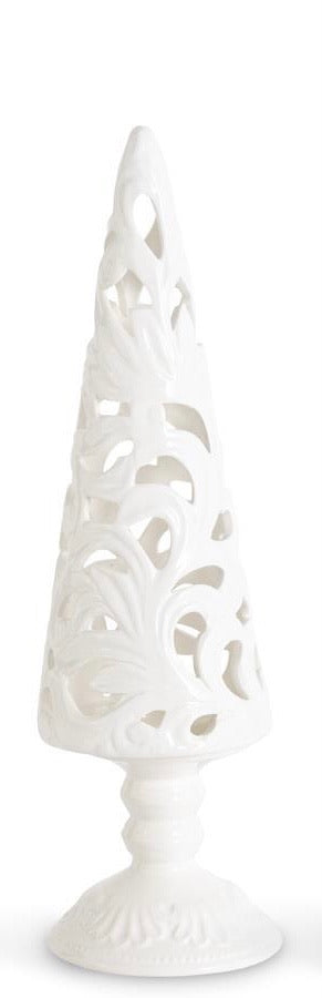 Cream Scroll Cutout Tree Candleholders - 19 Inch