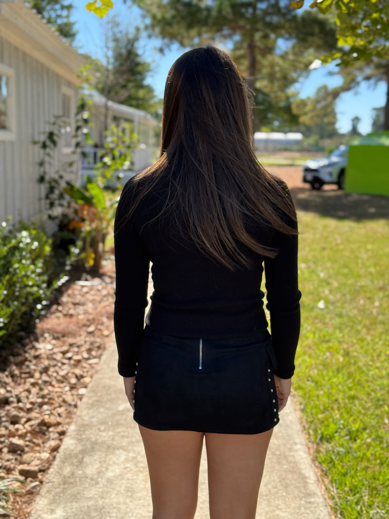 Alexa Stud Detail Mini Skirt