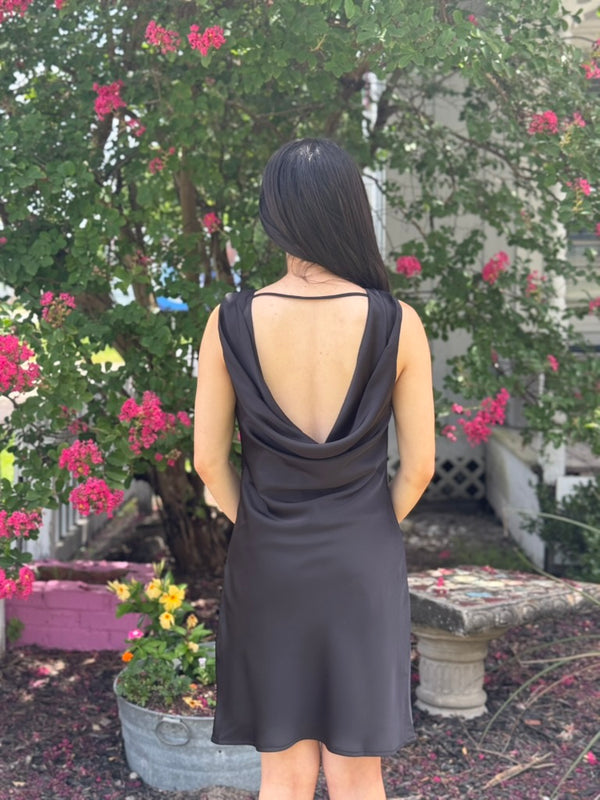 Stacy Draped Back Satin Mini Dress