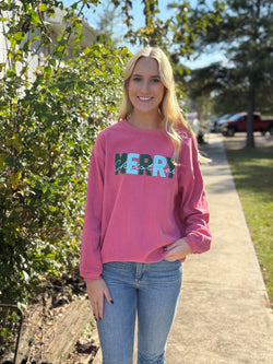 Merry Christmas Corded Graphic Sweatshirt