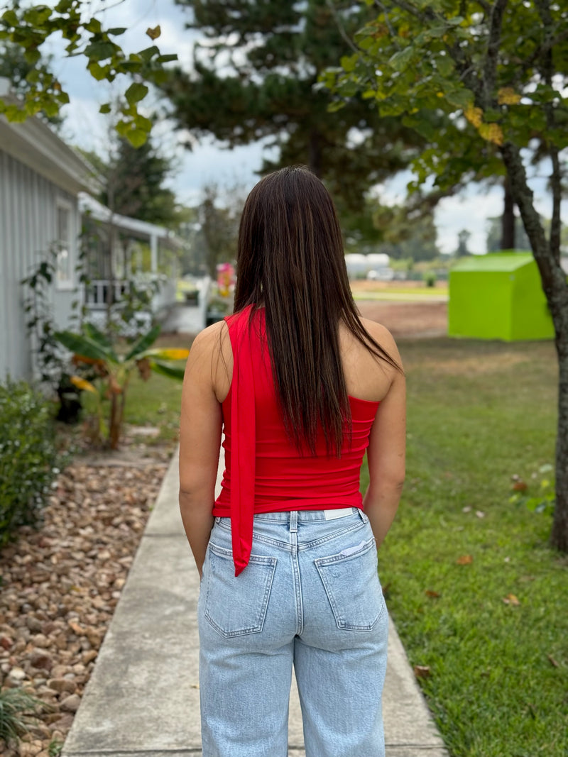 SUNNY ONE SHOULDER NECK TIE TOP