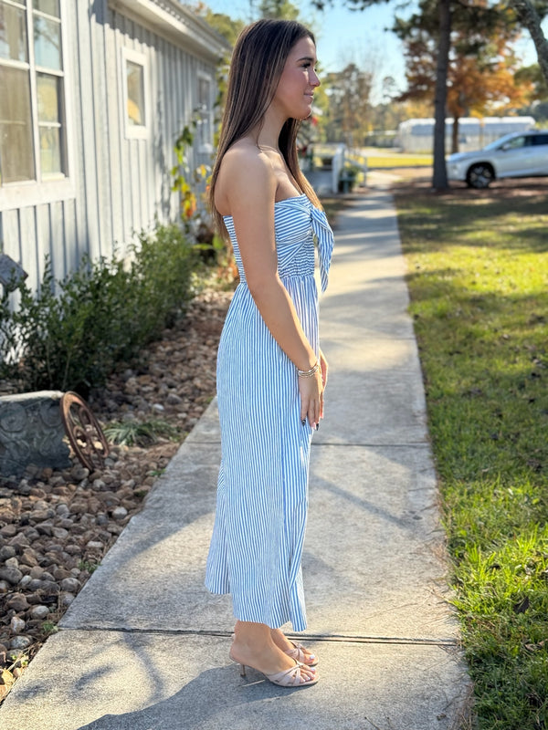 ELVA STRIPE JUMPSUIT - Blue Stripe
