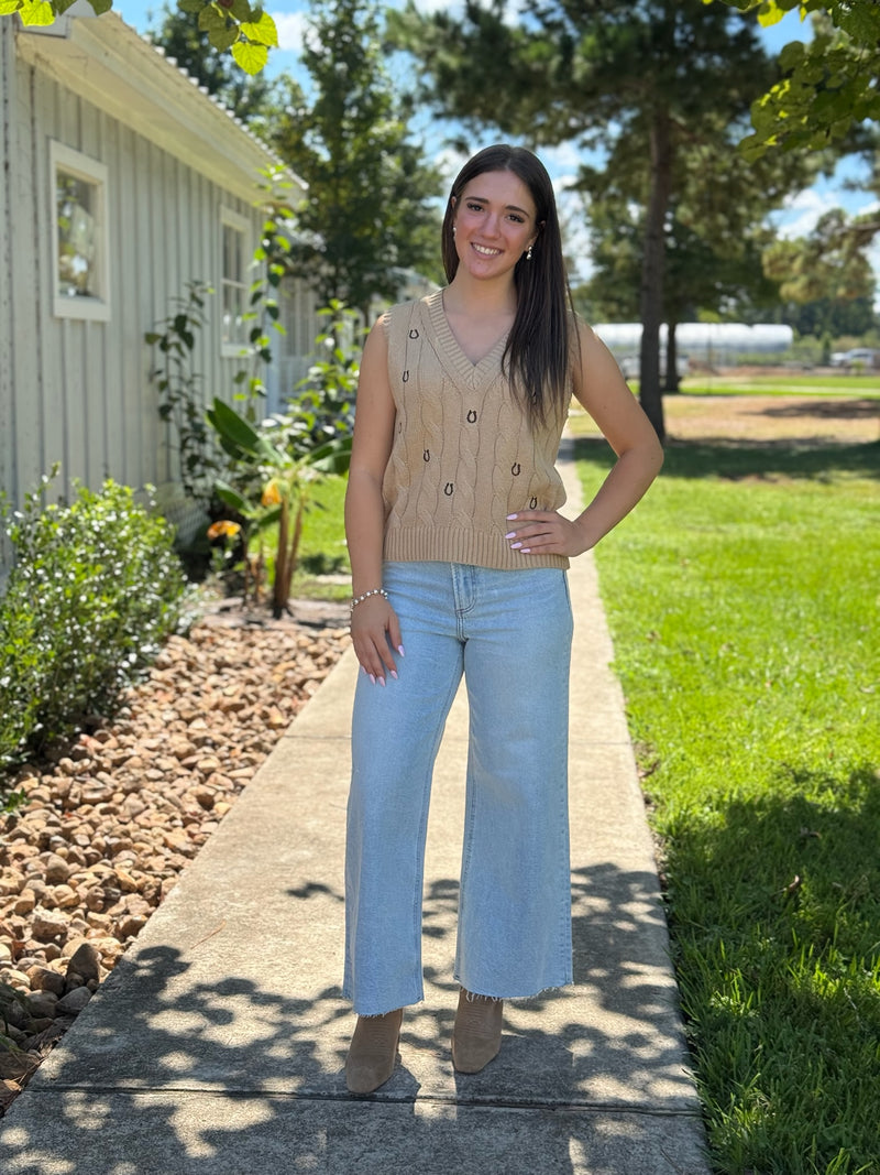 Anji Embroidered Horseshoe Sweater Vest