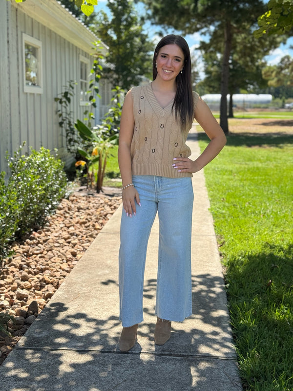 Anji Embroidered Horseshoe Sweater Vest