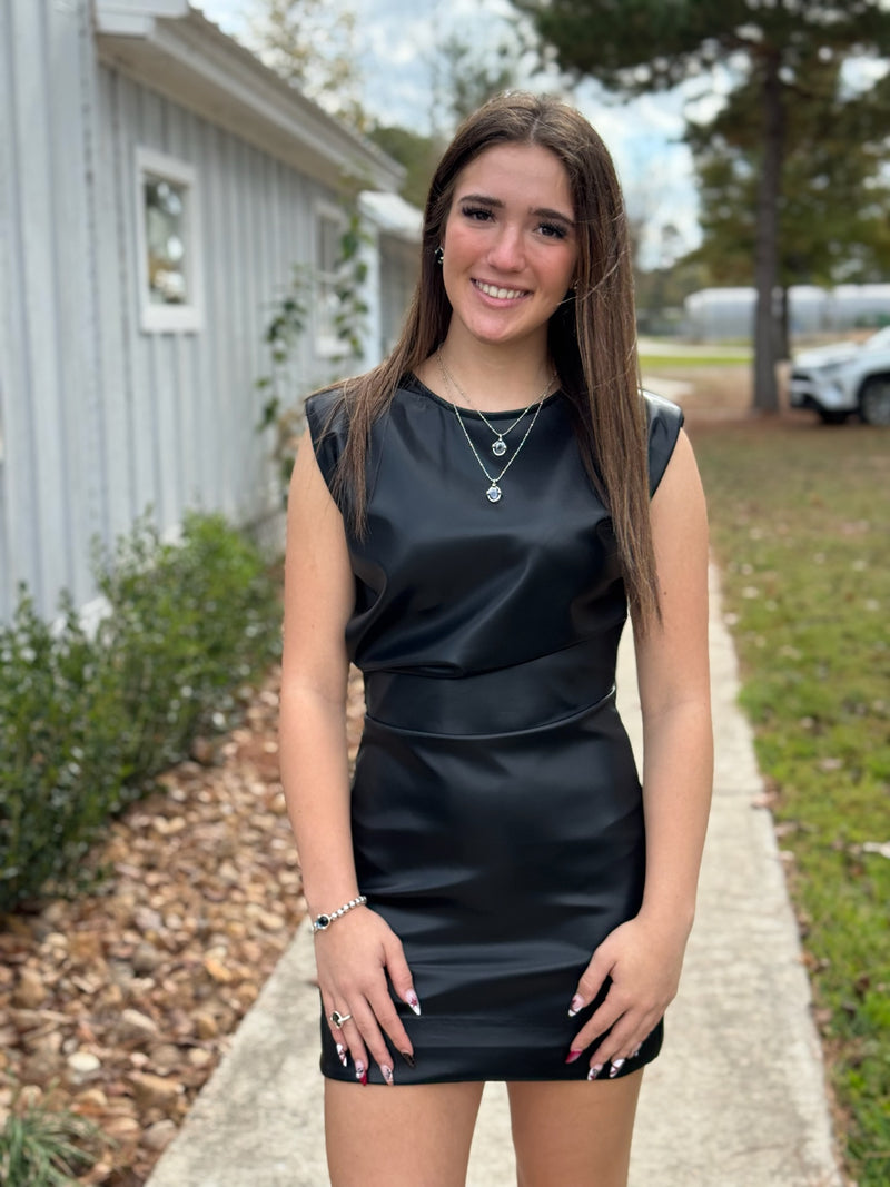 Eloise Black Leather Dress