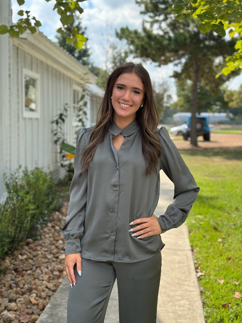 MERRY DRAWSTRING PULL ON PANTS - Ivy Green