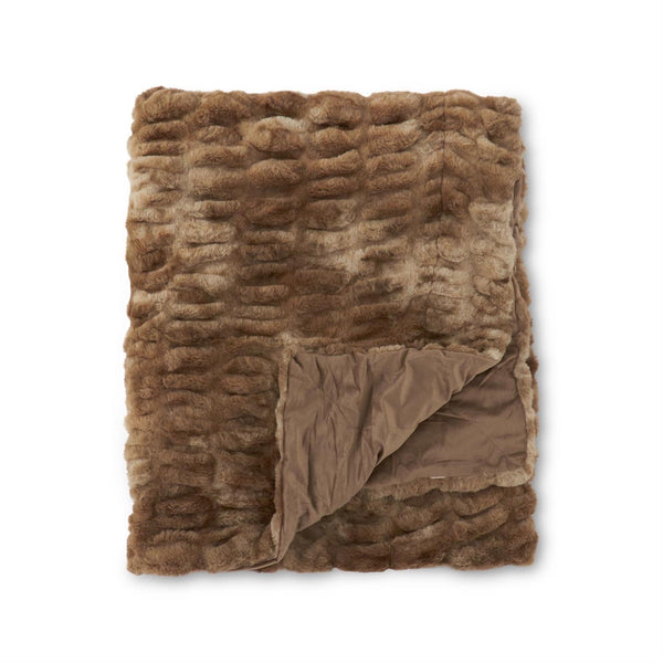 Ribbed Faux Fur Throw Blanket