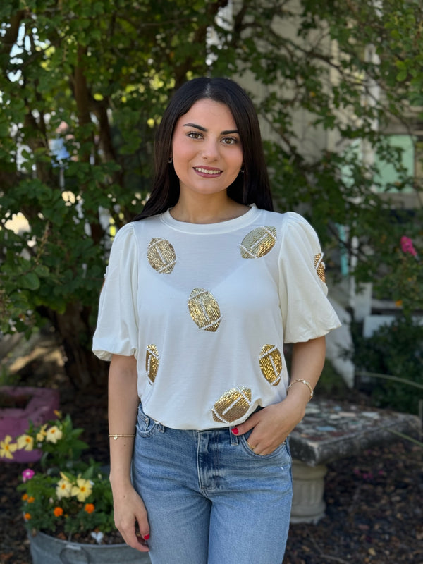 Tina Sequin Footballs Top