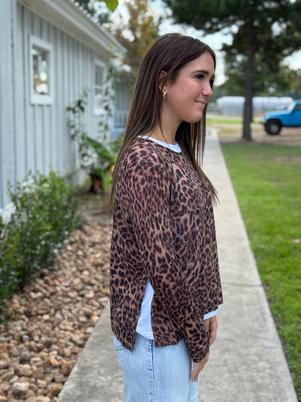Mila Leopard Sweater with Knit Top