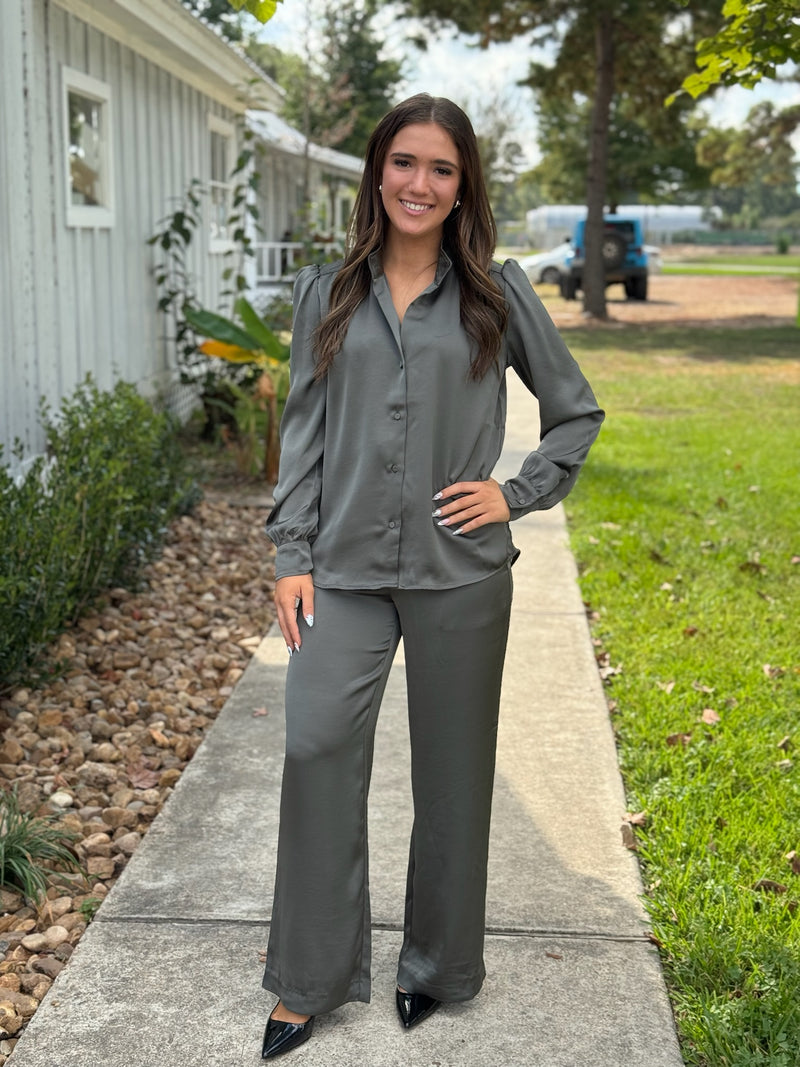 MERRY DRAWSTRING PULL ON PANTS - Ivy Green