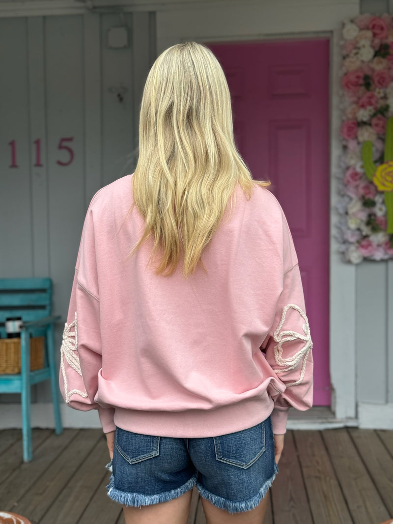 Terry Ribbon Thread Oversized Sweatshirt