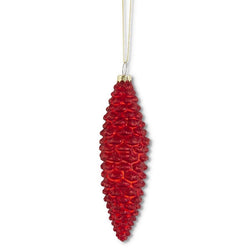 6 Inch Red Glass Glittered Pinecone Ornament