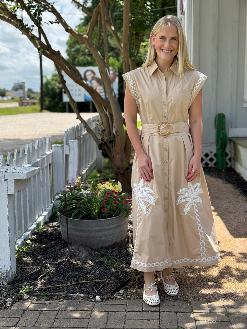 palm tree embroidered dress Farm Rio Embroidered Palm Tree Dress