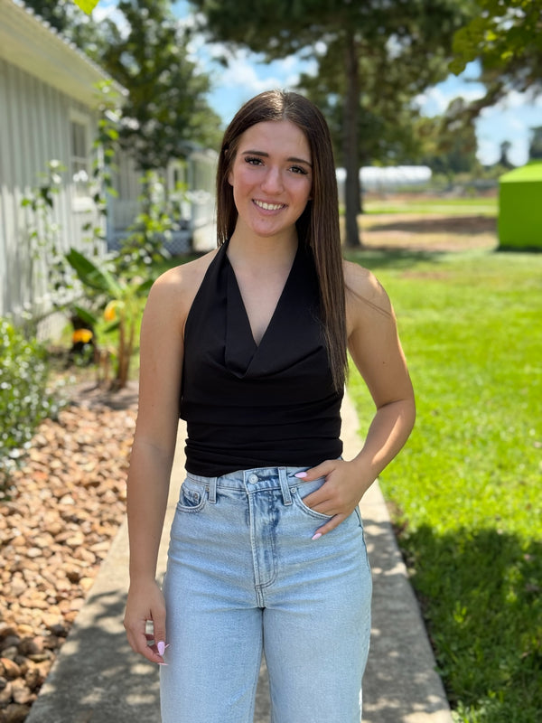 Izzy Cowl Neck Halter Top