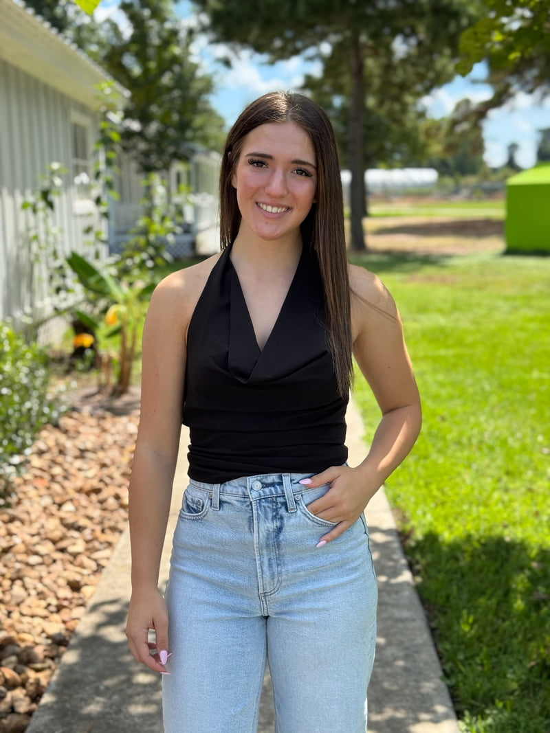 Izzy Cowl Neck Halter Top