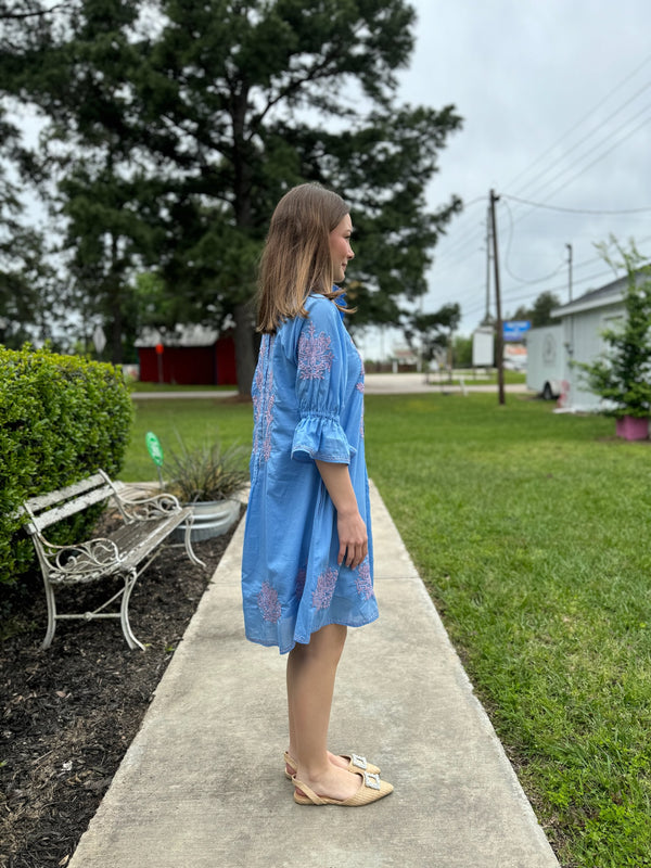 Embroidered Fit and Flair Dress