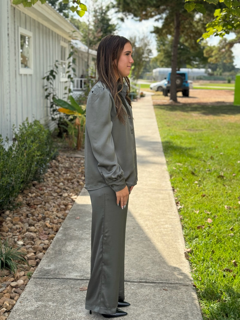 MERRY DRAWSTRING PULL ON PANTS - Ivy Green