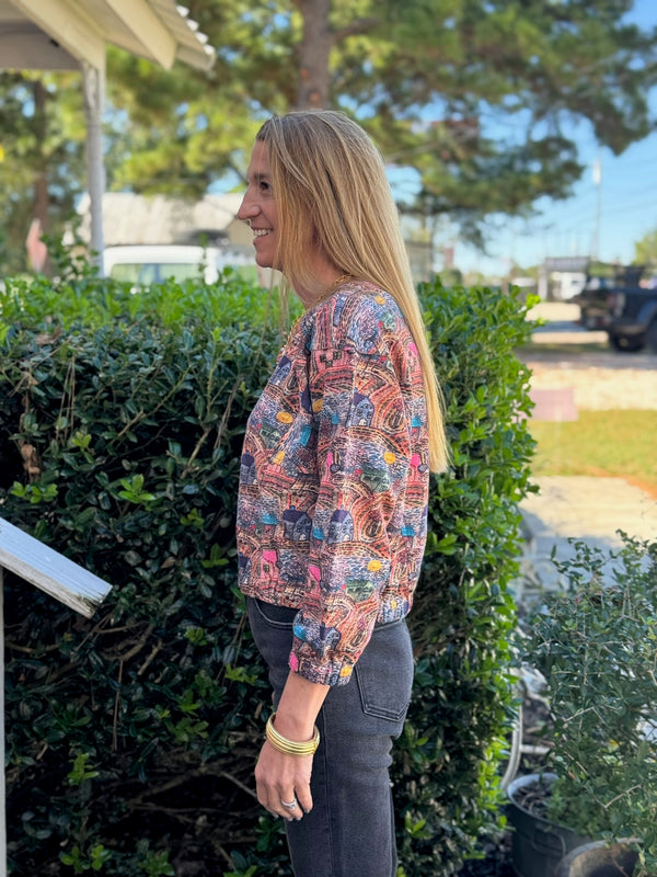 Popover Novelty Knit Top - House