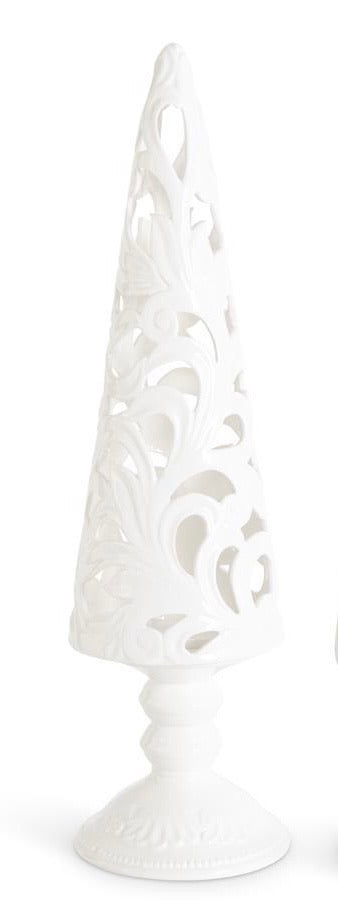 Cream Scroll Cutout Tree Candleholders - 22.75 Inch